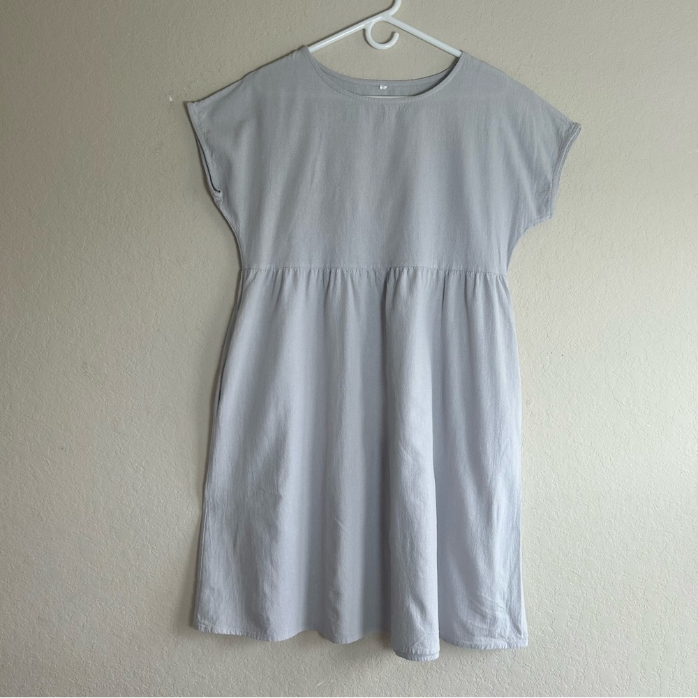 Women’s Size XL Gray Casual Dress Short Sleeve Flowy Minimalist Babydoll Shift